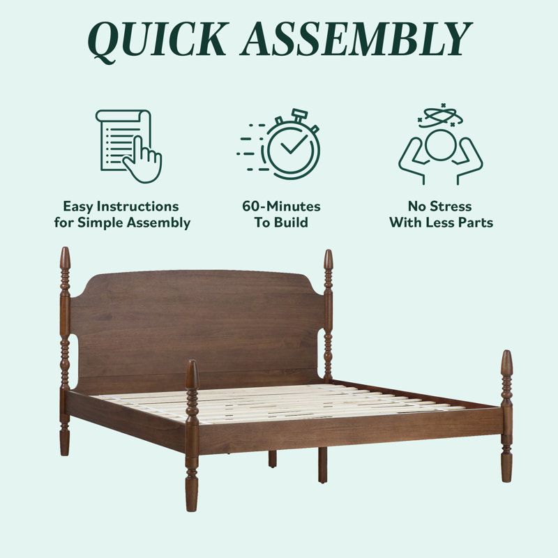 Walker Edison Vivienne Traditional Easy Assembly Solid Wood Turned